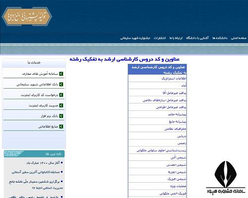 بخش های مختلف سایت دانشگاه جامع امام حسین ihu.ac.ir